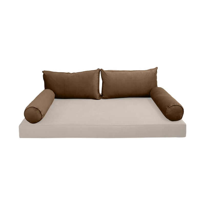 STYLE V2 - Velvet Indoor Daybed Bolster Backrest Cushion Pillow |COVERS ONLY|
