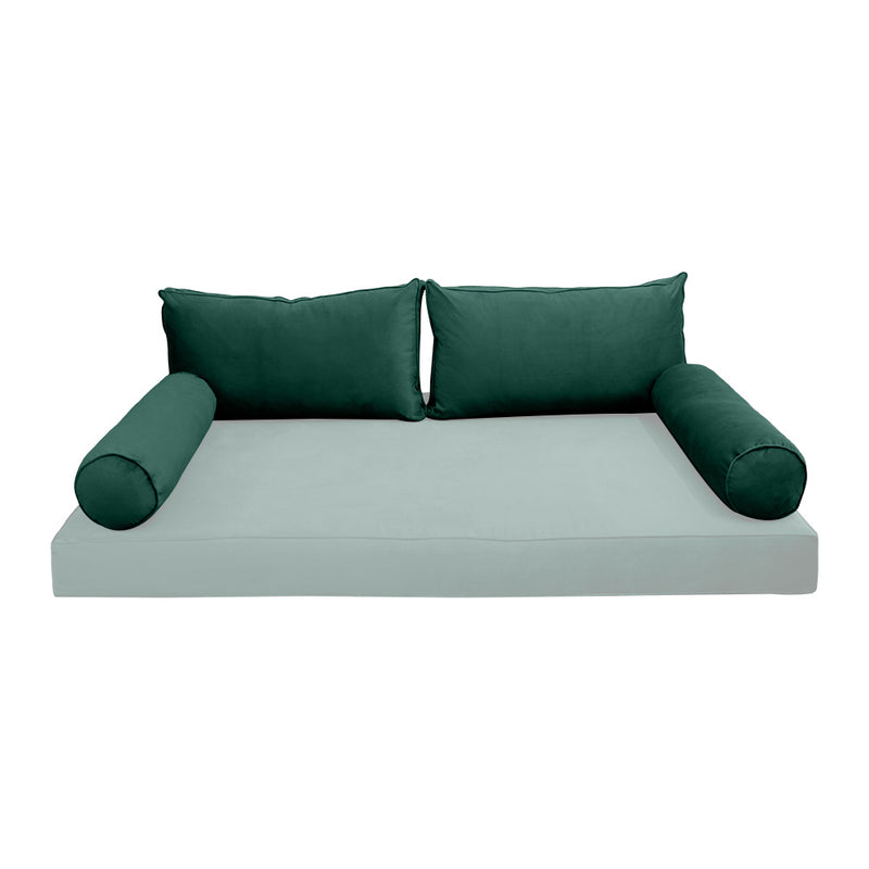 STYLE V2 - Velvet Indoor Daybed Bolster Backrest Cushion Pillow |COVERS ONLY|
