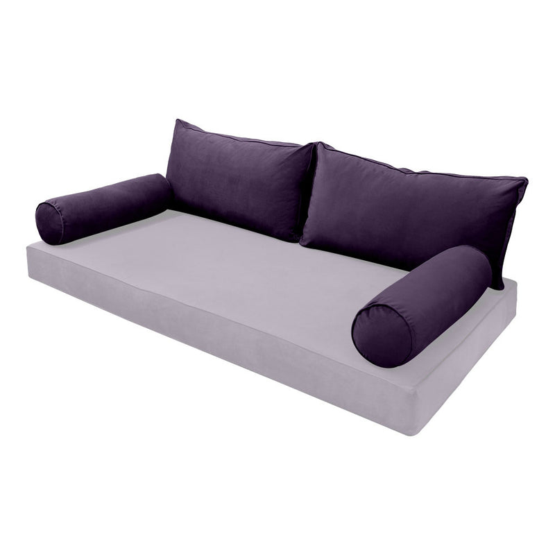 STYLE V2 - Velvet Indoor Daybed Bolster Backrest Cushion Pillow |COVERS ONLY|