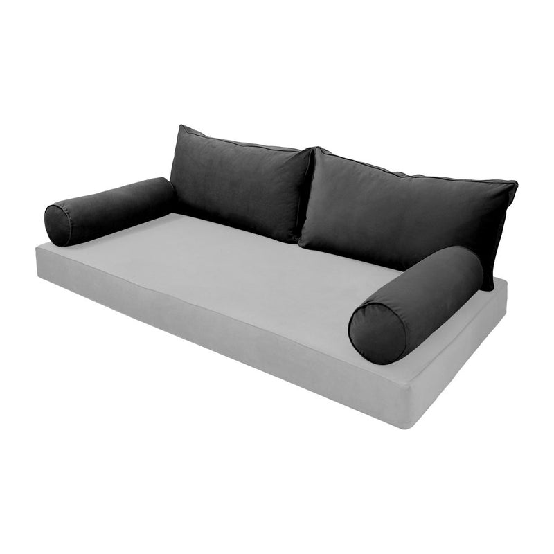 STYLE V2 - Velvet Indoor Daybed Bolster Backrest Cushion Pillow |COVERS ONLY|