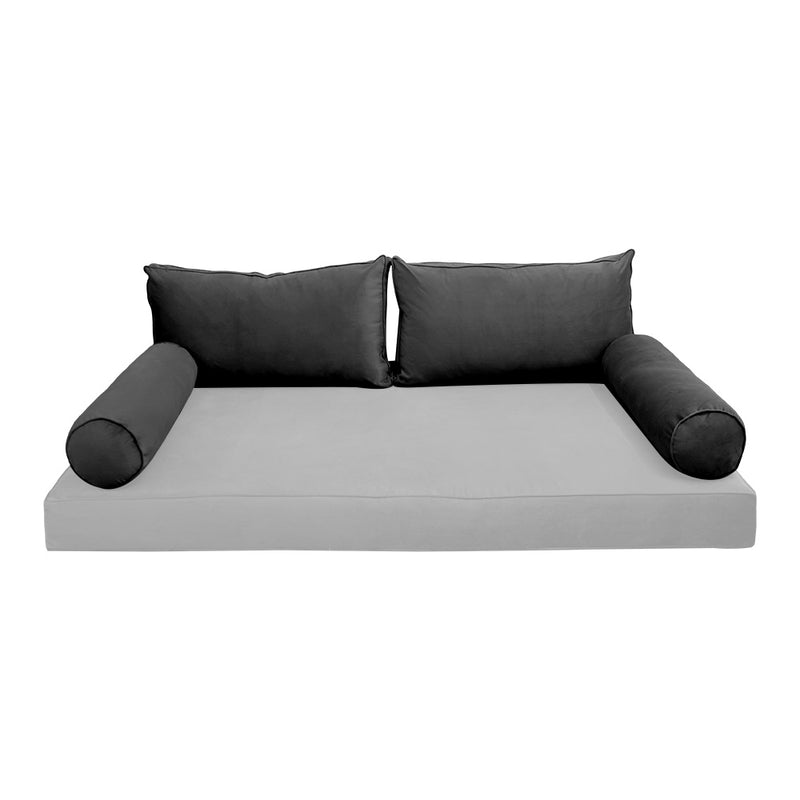 STYLE V2 - Velvet Indoor Daybed Bolster Backrest Cushion Pillow |COVERS ONLY|