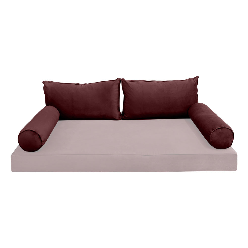 STYLE V2 - Velvet Indoor Daybed Bolster Backrest Cushion Pillow |COVERS ONLY|