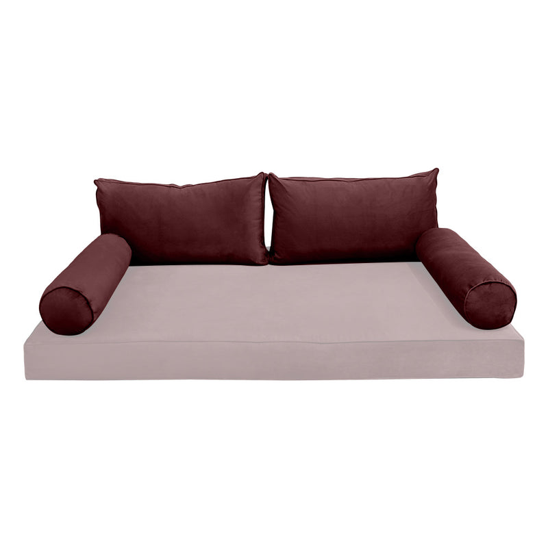 STYLE V2 - Velvet Indoor Daybed Bolster Backrest Cushion Pillow |COVERS ONLY|
