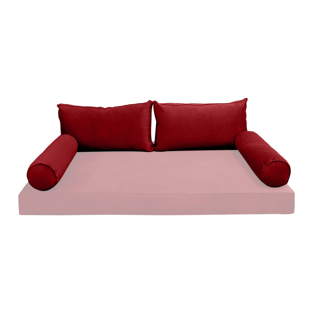 STYLE V2 - Velvet Indoor Daybed Bolster Backrest Cushion Pillow |COVERS ONLY|