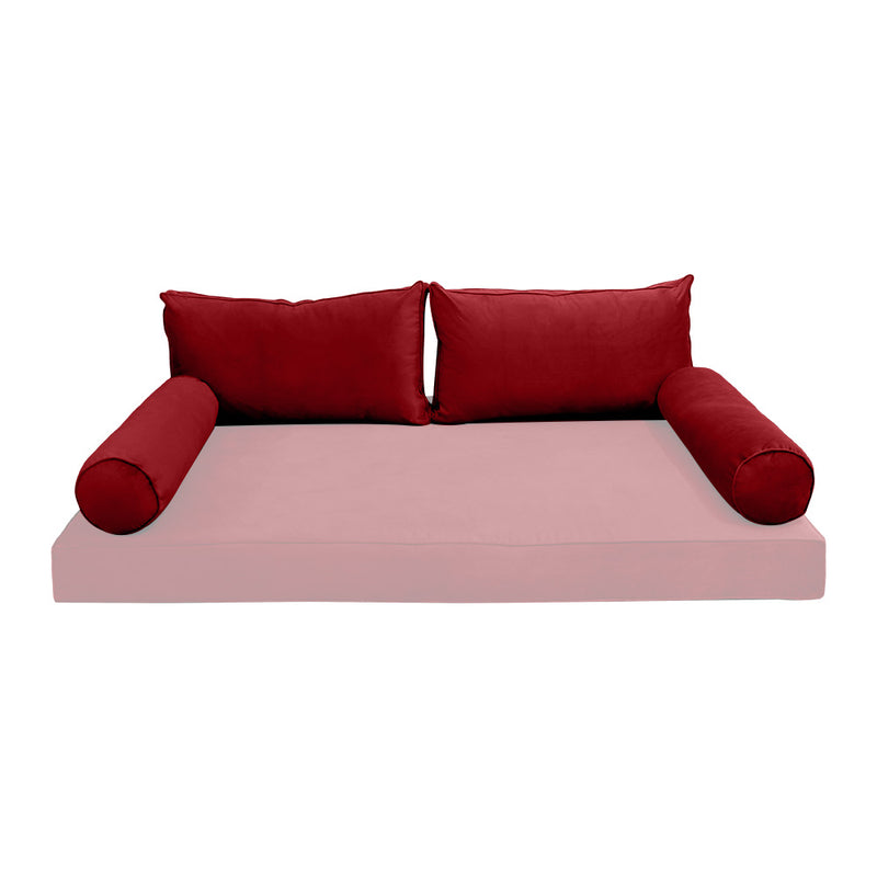 STYLE V2 - Velvet Indoor Daybed Bolster Backrest Cushion Pillow |COVERS ONLY|