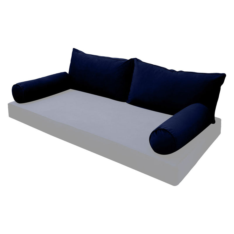 STYLE V2 - Velvet Indoor Daybed Bolster Backrest Cushion Pillow |COVERS ONLY|