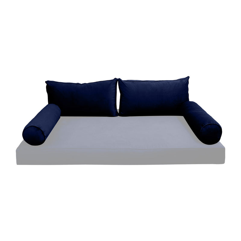STYLE V2 - Velvet Indoor Daybed Bolster Backrest Cushion Pillow |COVERS ONLY|