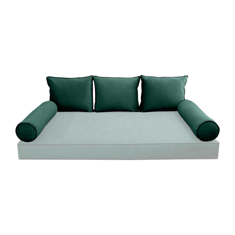 STYLE V3 - Velvet Indoor Daybed Bolster Backrest Cushion Pillow |COVERS ONLY|