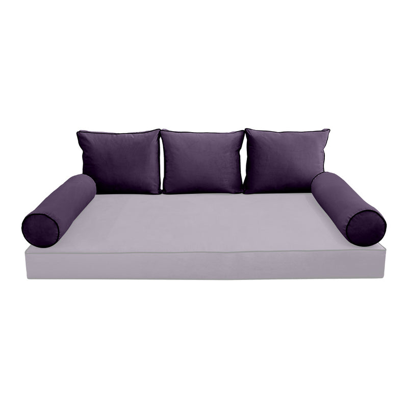 STYLE V3 - Velvet Indoor Daybed Bolster Backrest Cushion Pillow |COVERS ONLY|
