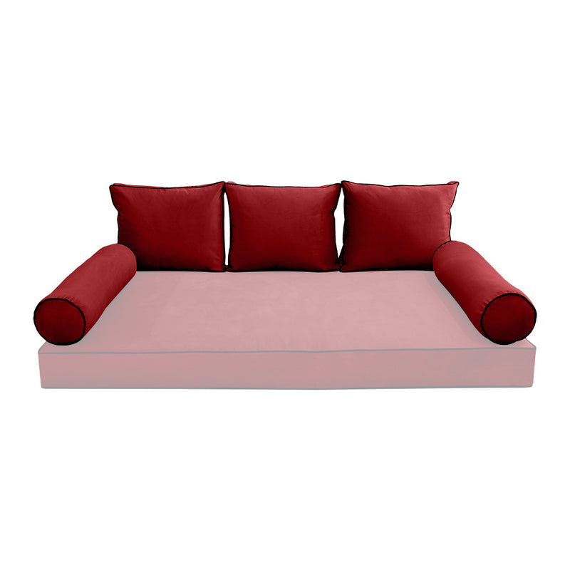 STYLE V3 - Velvet Indoor Daybed Bolster Backrest Cushion Pillow |COVERS ONLY|