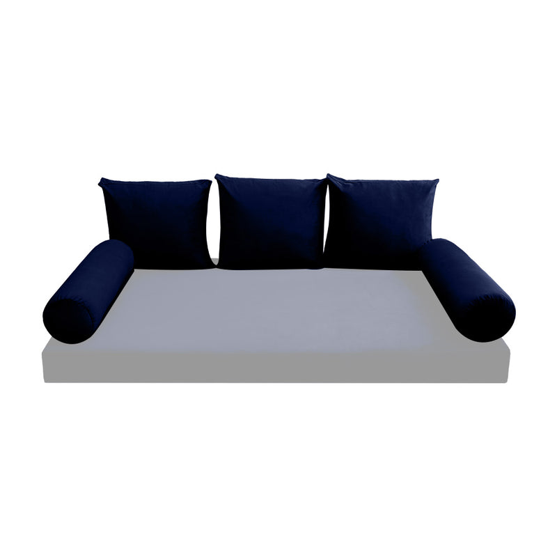 STYLE V3 - Velvet Indoor Daybed Bolster Backrest Cushion Pillow |COVERS ONLY|