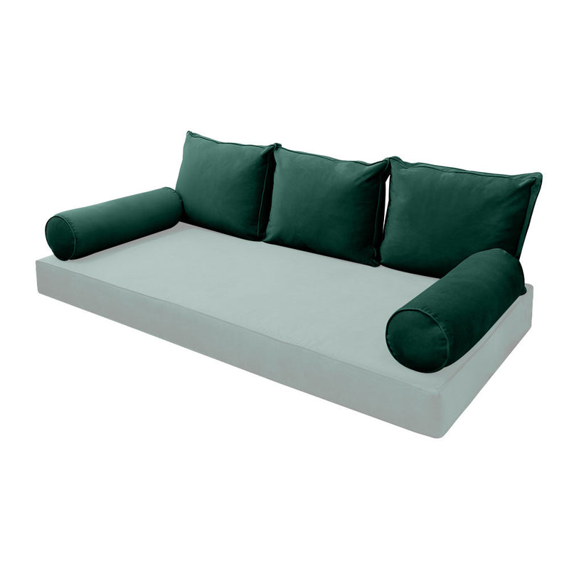 STYLE V3 - Velvet Indoor Daybed Bolster Backrest Cushion Pillow |COVERS ONLY|