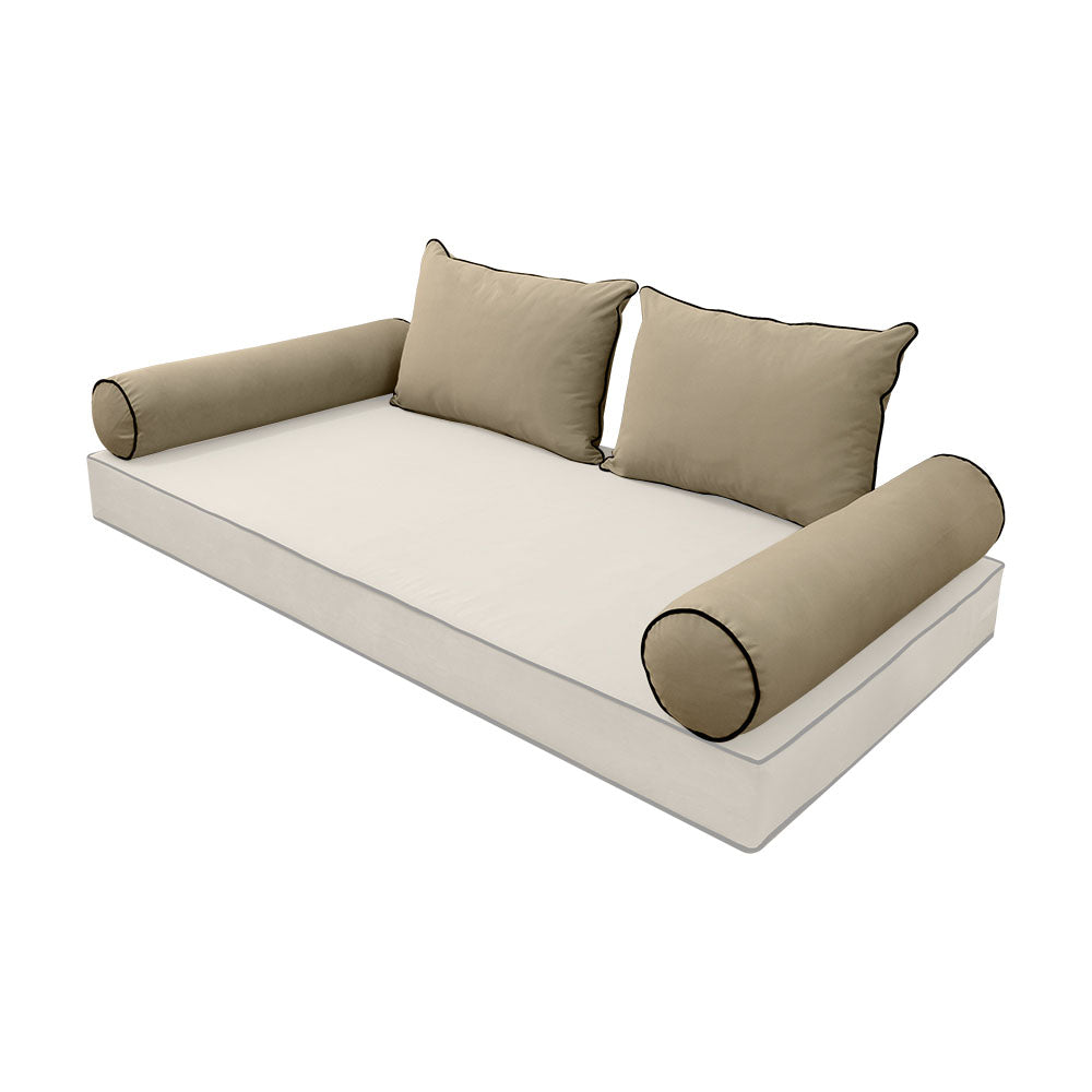 STYLE V4 - Velvet Indoor Daybed Bolster Backrest Cushion Pillow |COVERS ONLY|
