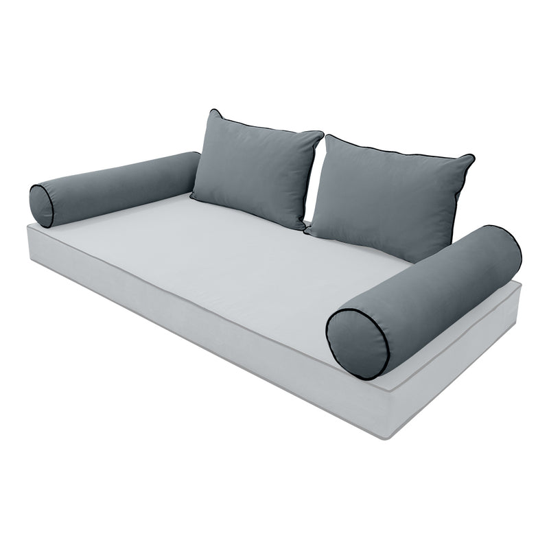 STYLE V4 - Velvet Indoor Daybed Bolster Backrest Cushion Pillow |COVERS ONLY|
