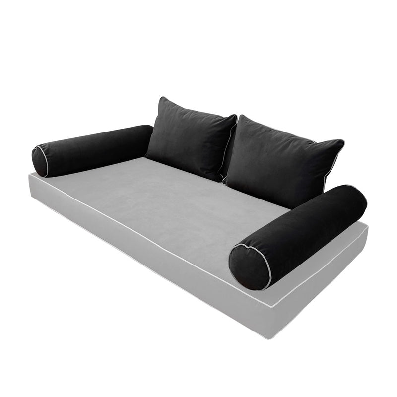 STYLE V4 - Velvet Indoor Daybed Bolster Backrest Cushion Pillow |COVERS ONLY|