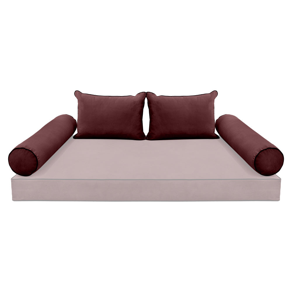 STYLE V4 - Velvet Indoor Daybed Bolster Backrest Cushion Pillow |COVERS ONLY|