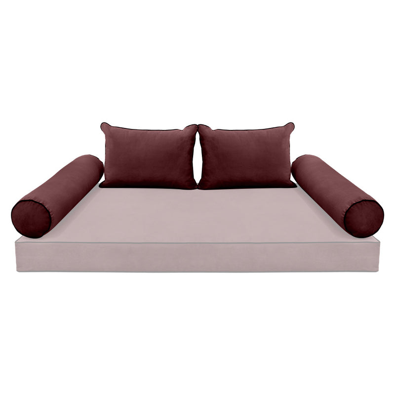 STYLE V4 - Velvet Indoor Daybed Bolster Backrest Cushion Pillow |COVERS ONLY|