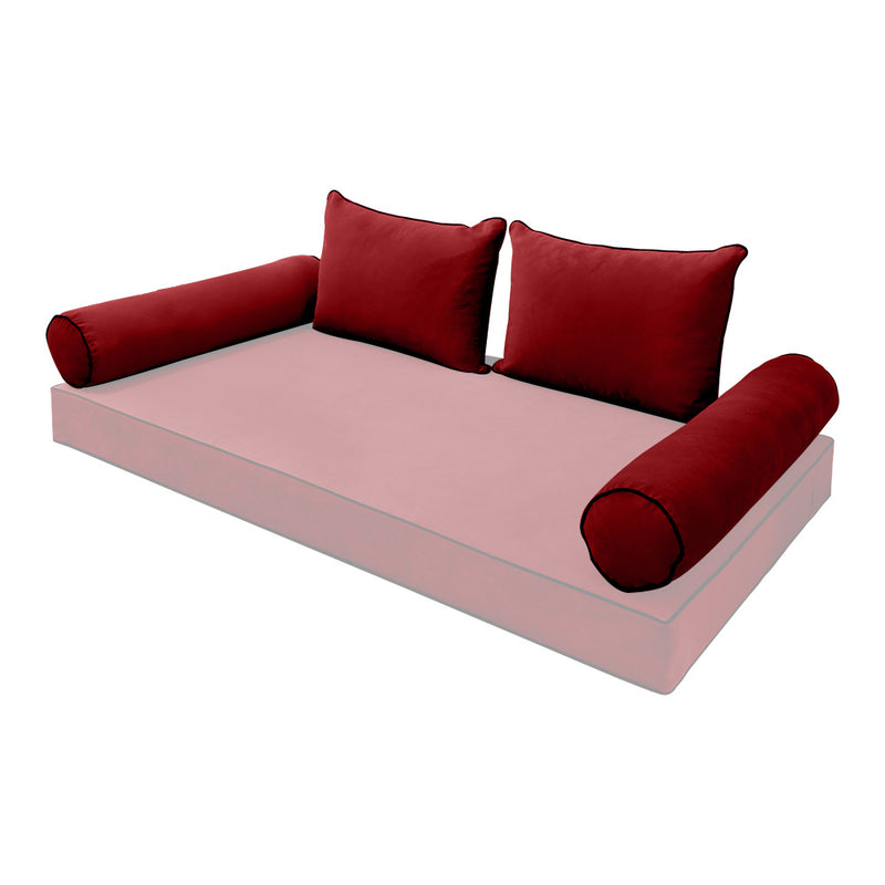 STYLE V4 - Velvet Indoor Daybed Bolster Backrest Cushion Pillow |COVERS ONLY|