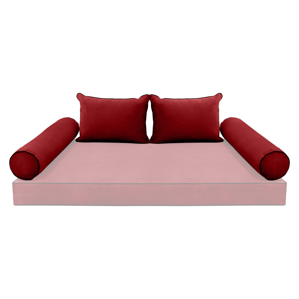 STYLE V4 - Velvet Indoor Daybed Bolster Backrest Cushion Pillow |COVERS ONLY|