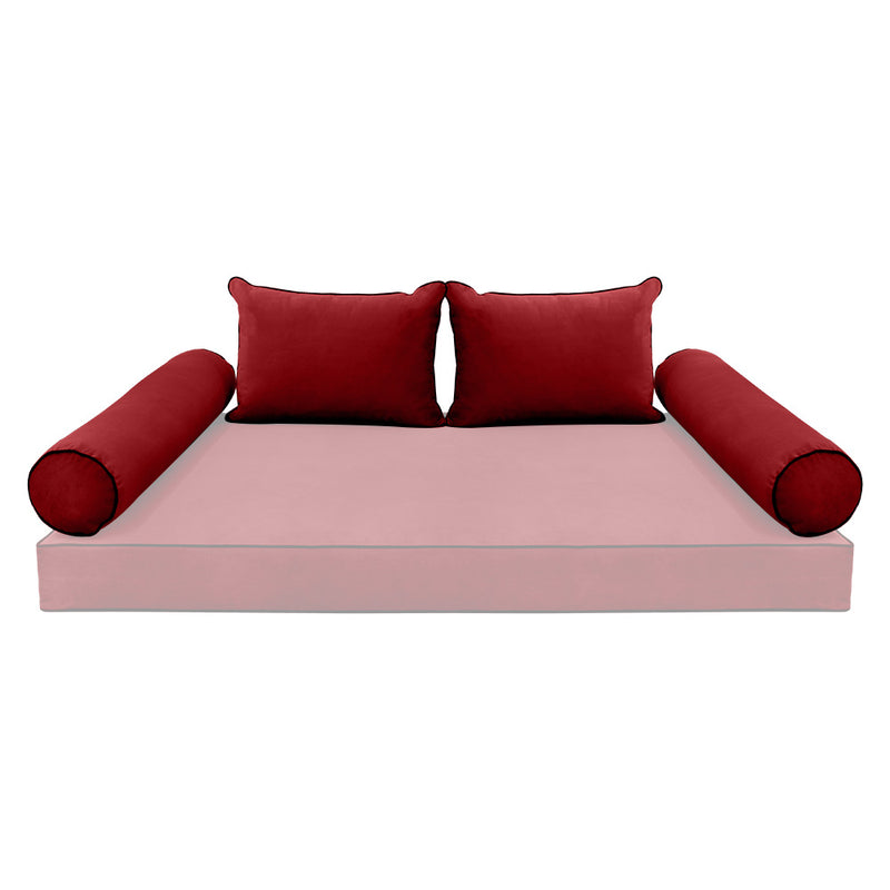 STYLE V4 - Velvet Indoor Daybed Bolster Backrest Cushion Pillow |COVERS ONLY|