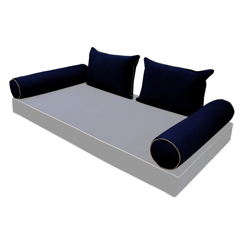 STYLE V4 - Velvet Indoor Daybed Bolster Backrest Cushion Pillow |COVERS ONLY|