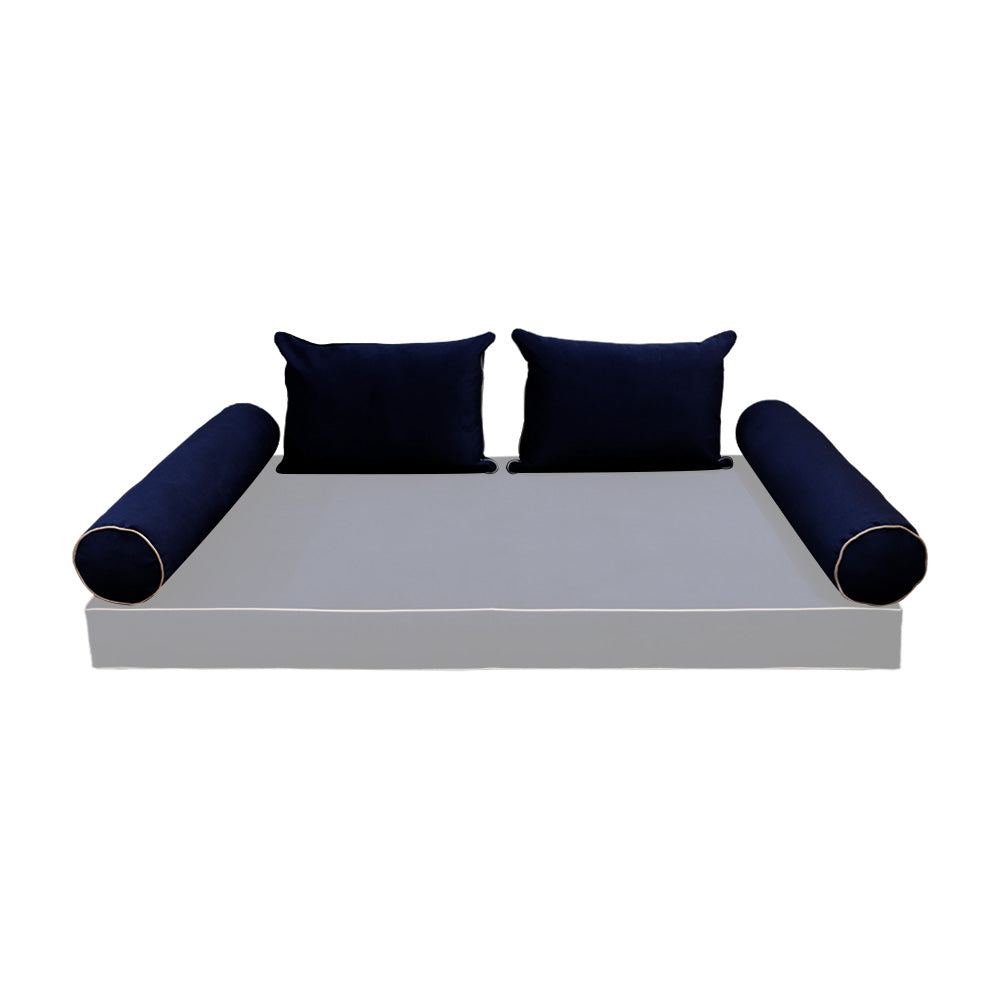 STYLE V4 - Velvet Indoor Daybed Bolster Backrest Cushion Pillow |COVERS ONLY|