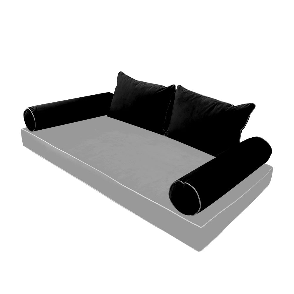 STYLE V4 - Velvet Indoor Daybed Bolster Backrest Cushion Pillow |COVERS ONLY|