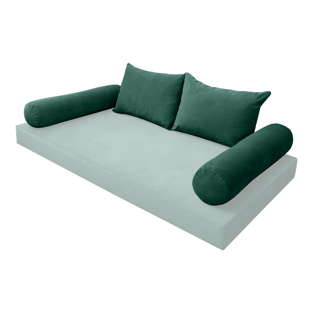 STYLE V4 - Velvet Indoor Daybed Bolster Backrest Cushion Pillow |COVERS ONLY|