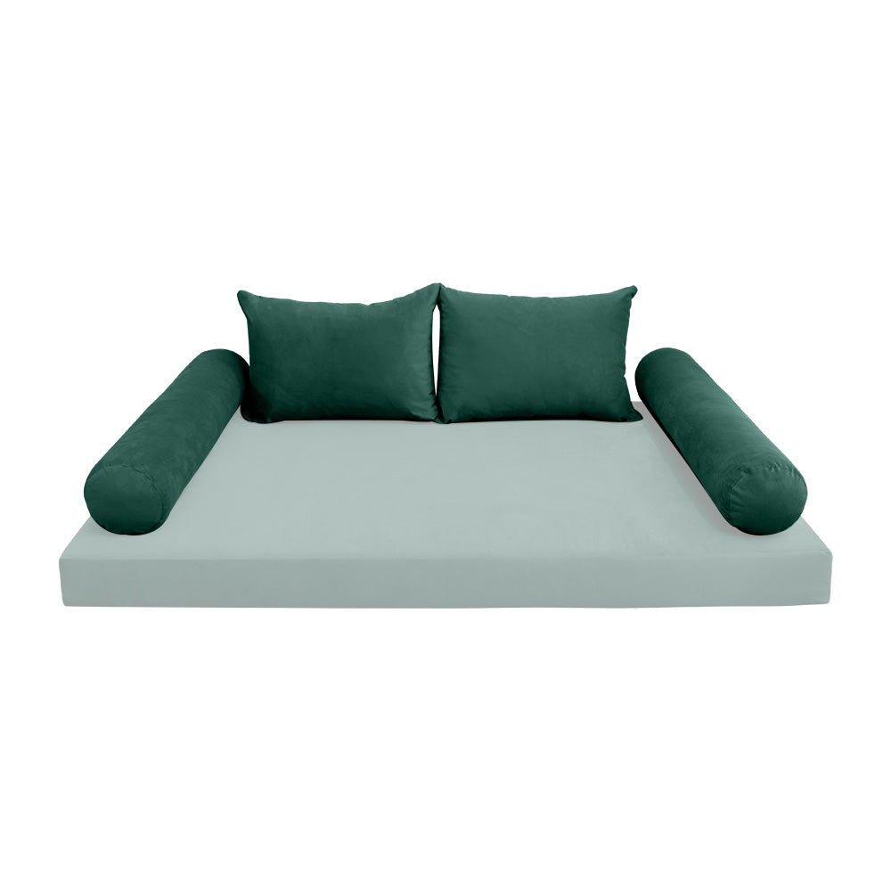 STYLE V4 - Velvet Indoor Daybed Bolster Backrest Cushion Pillow |COVERS ONLY|