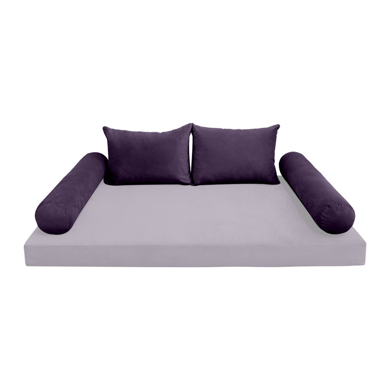 STYLE V4 - Velvet Indoor Daybed Bolster Backrest Cushion Pillow |COVERS ONLY|