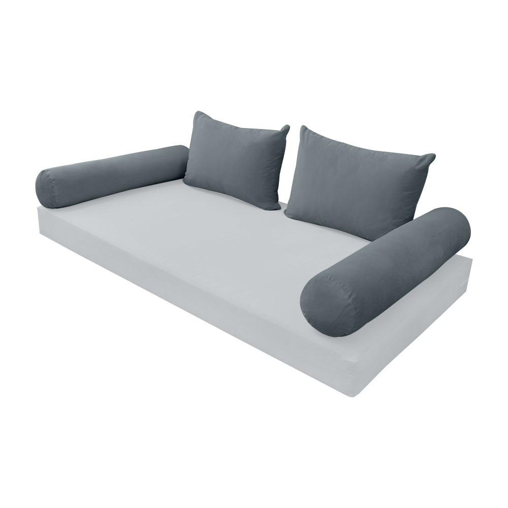 STYLE V4 - Velvet Indoor Daybed Bolster Backrest Cushion Pillow |COVERS ONLY|
