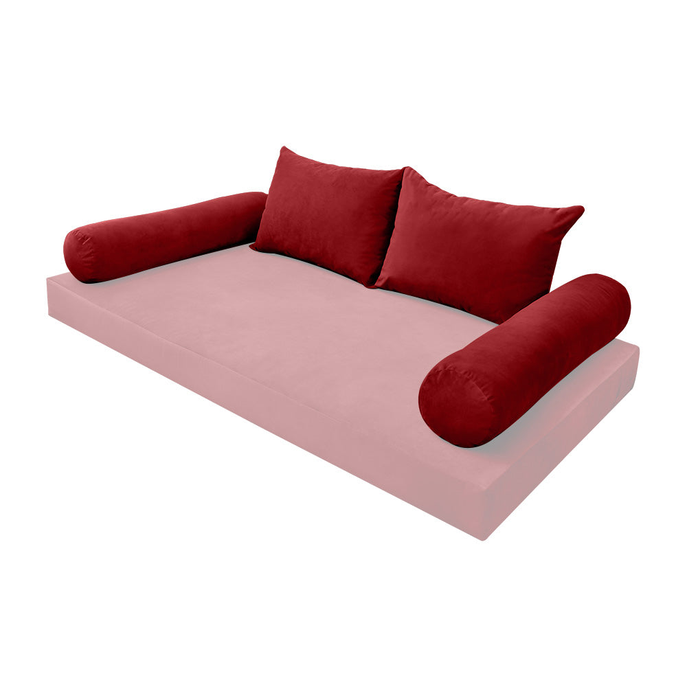 STYLE V4 - Velvet Indoor Daybed Bolster Backrest Cushion Pillow |COVERS ONLY|