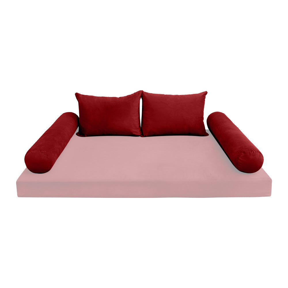 STYLE V4 - Velvet Indoor Daybed Bolster Backrest Cushion Pillow |COVERS ONLY|
