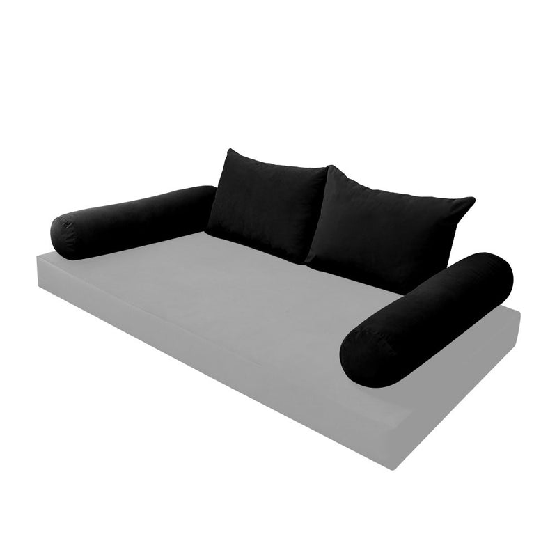 STYLE V4 - Velvet Indoor Daybed Bolster Backrest Cushion Pillow |COVERS ONLY|