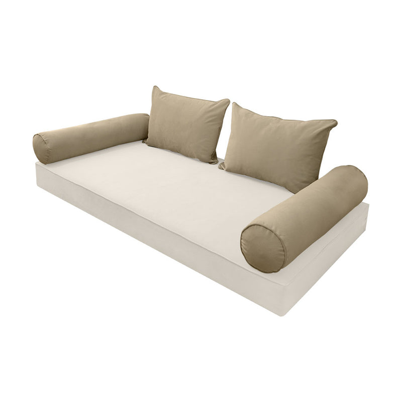 STYLE V4 - Velvet Indoor Daybed Bolster Backrest Cushion Pillow |COVERS ONLY|