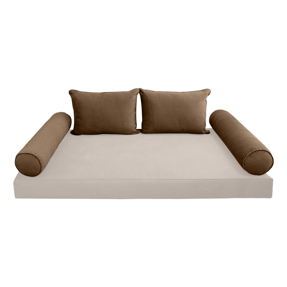 STYLE V4 - Velvet Indoor Daybed Bolster Backrest Cushion Pillow |COVERS ONLY|