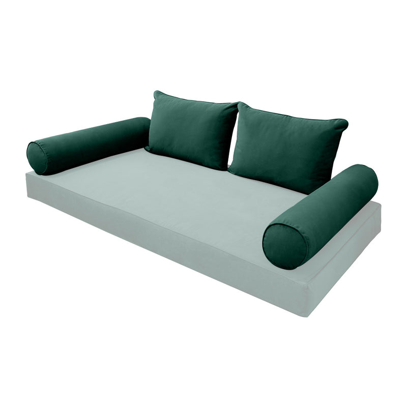 STYLE V4 - Velvet Indoor Daybed Bolster Backrest Cushion Pillow |COVERS ONLY|