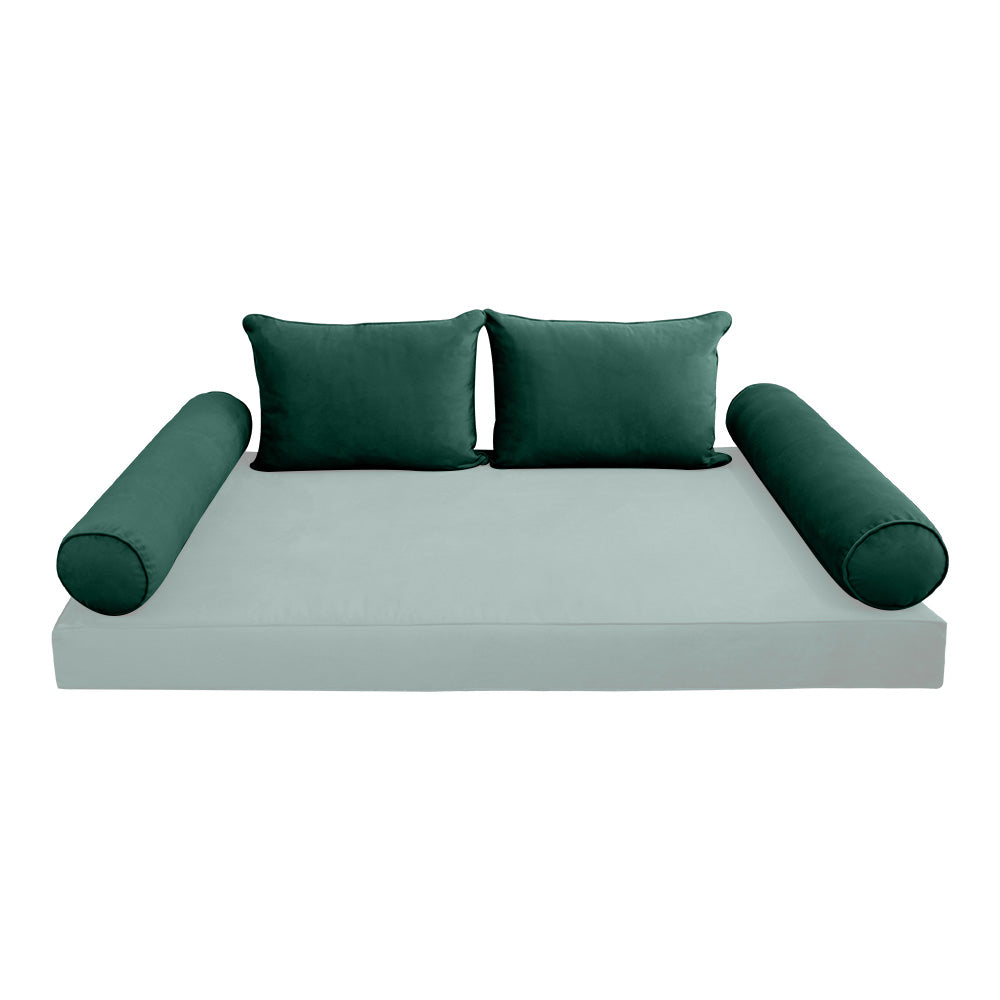 STYLE V4 - Velvet Indoor Daybed Bolster Backrest Cushion Pillow |COVERS ONLY|