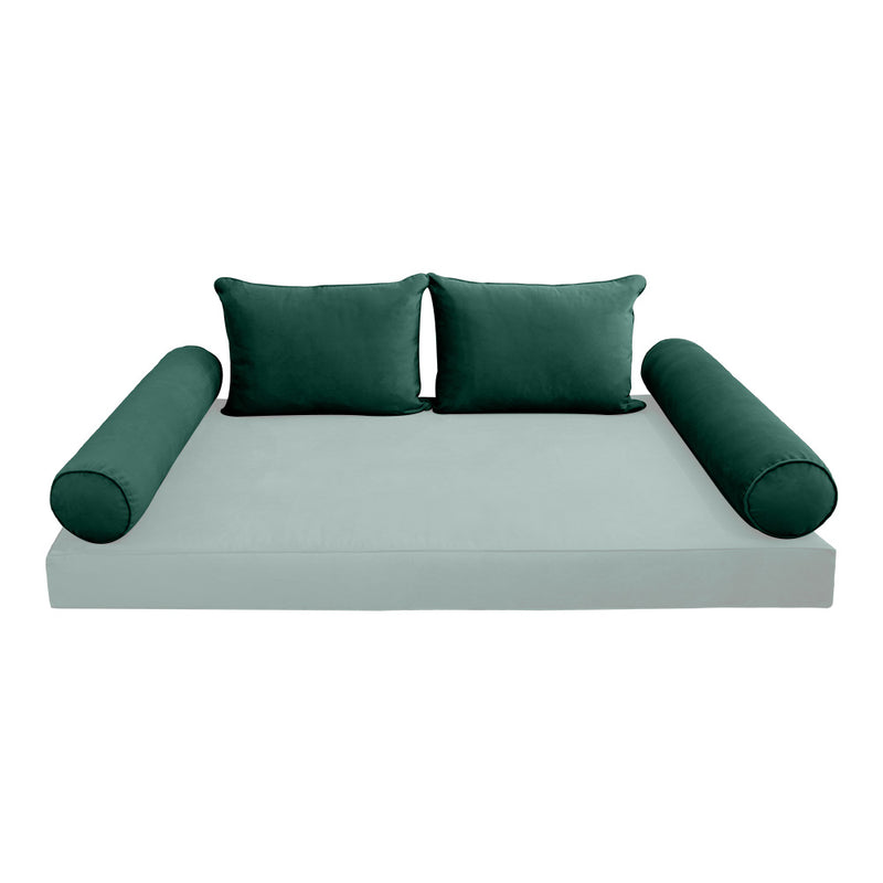 STYLE V4 - Velvet Indoor Daybed Bolster Backrest Cushion Pillow |COVERS ONLY|