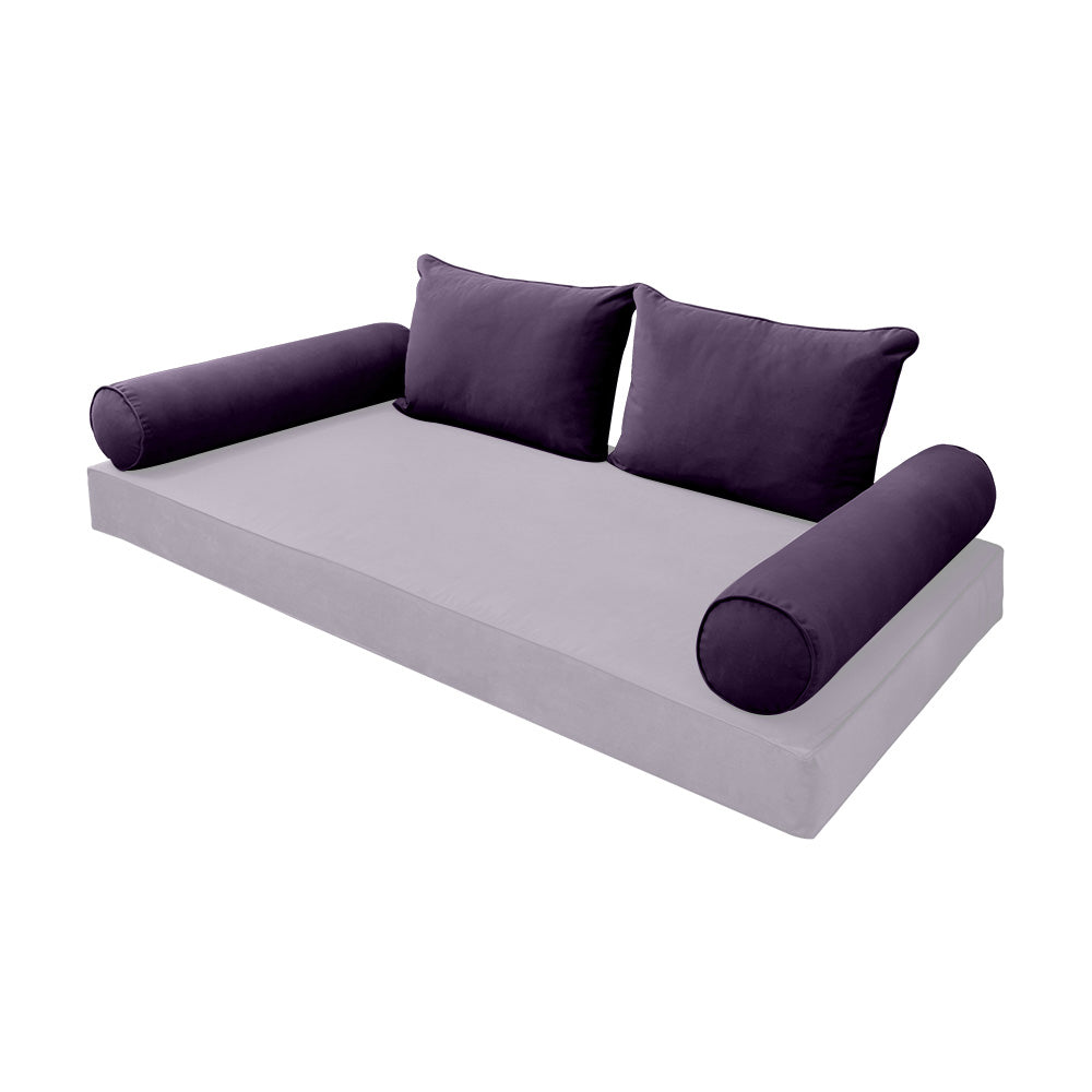 STYLE V4 - Velvet Indoor Daybed Bolster Backrest Cushion Pillow |COVERS ONLY|
