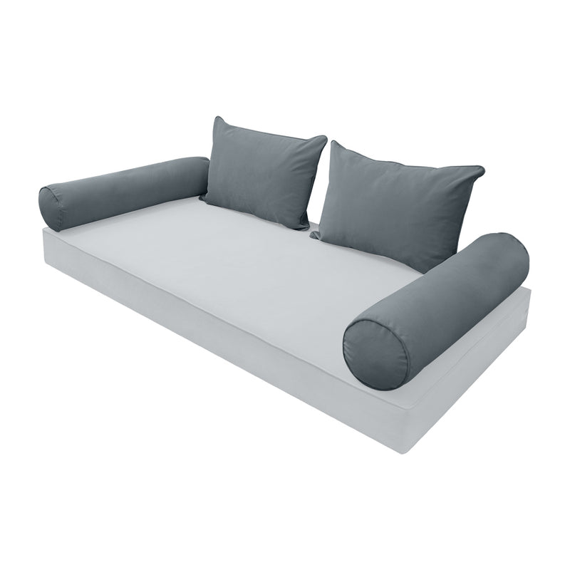 STYLE V4 - Velvet Indoor Daybed Bolster Backrest Cushion Pillow |COVERS ONLY|