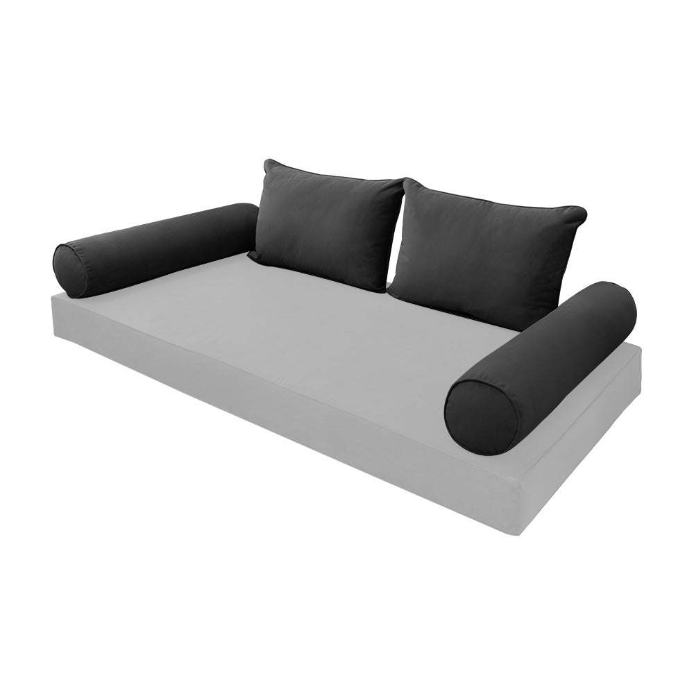STYLE V4 - Velvet Indoor Daybed Bolster Backrest Cushion Pillow |COVERS ONLY|