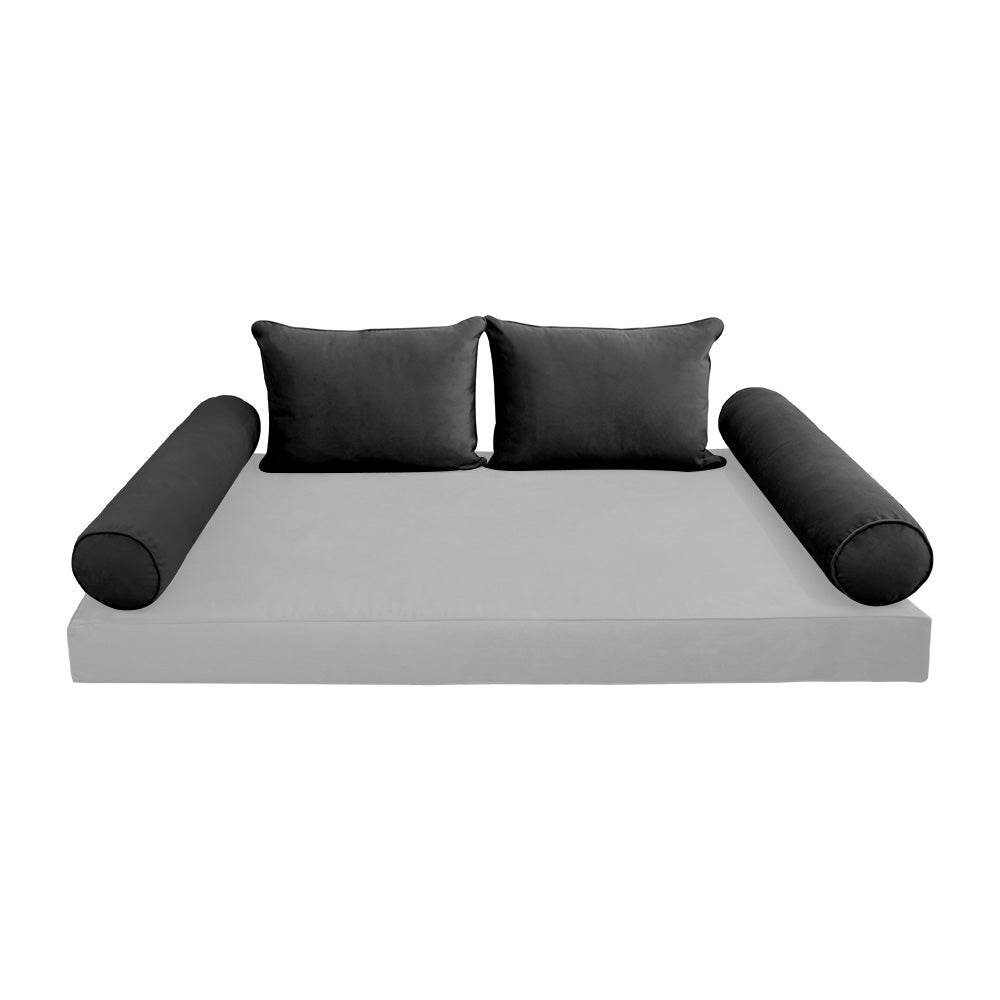 STYLE V4 - Velvet Indoor Daybed Bolster Backrest Cushion Pillow |COVERS ONLY|
