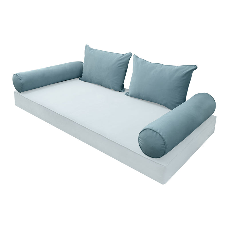 STYLE V4 - Velvet Indoor Daybed Bolster Backrest Cushion Pillow |COVERS ONLY|