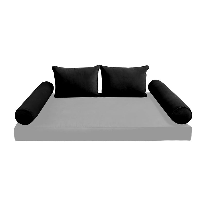 STYLE V4 - Velvet Indoor Daybed Bolster Backrest Cushion Pillow |COVERS ONLY|