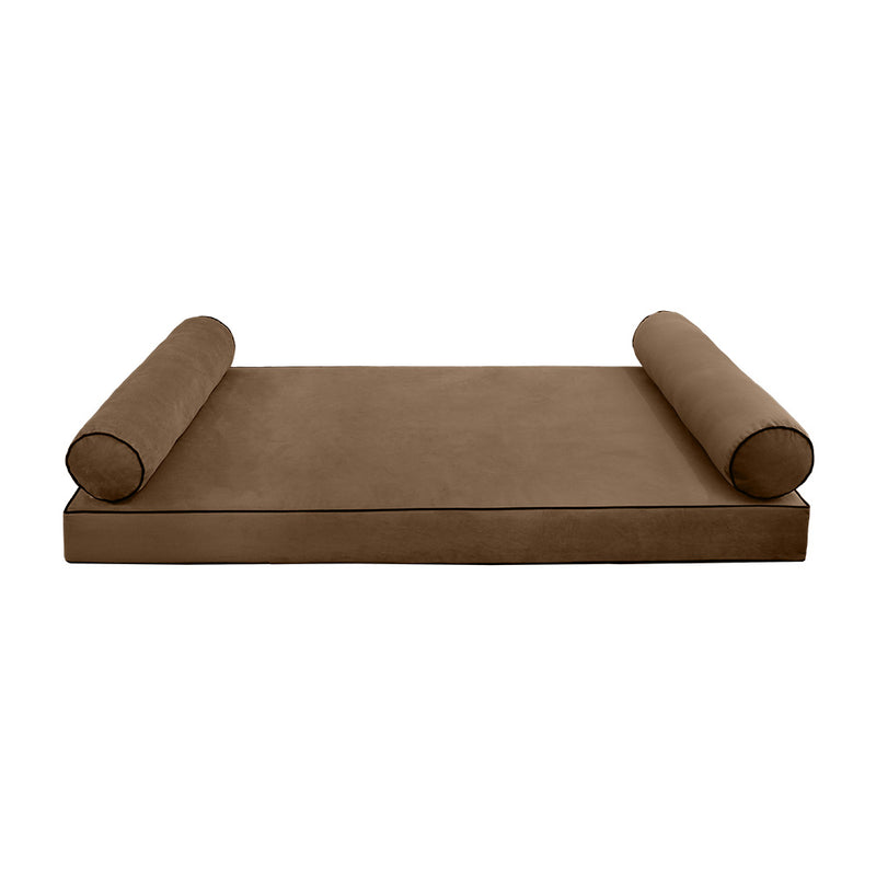 STYLE V5 - Velvet Indoor Daybed Mattress Bolster Cushion Pillow Complete Set