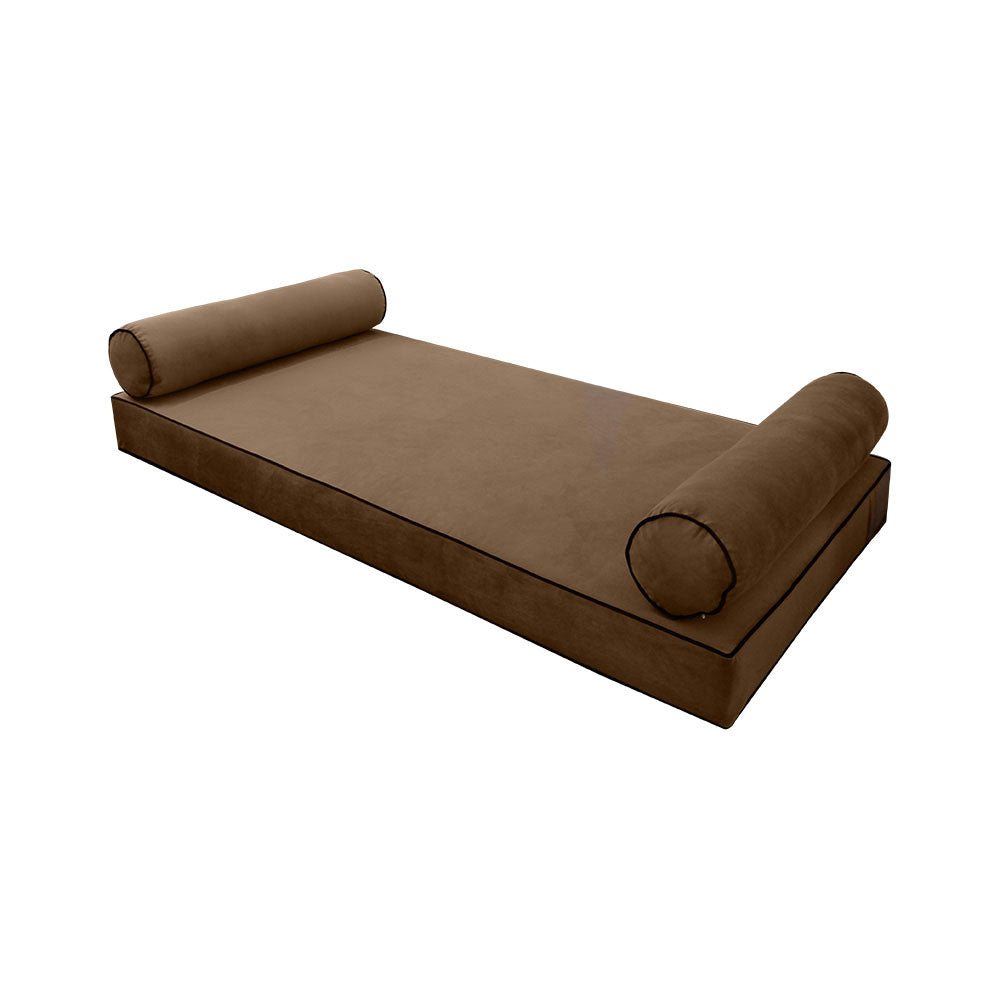 STYLE V5 - Velvet Indoor Daybed Mattress Bolster Pillow |COVERS ONLY|