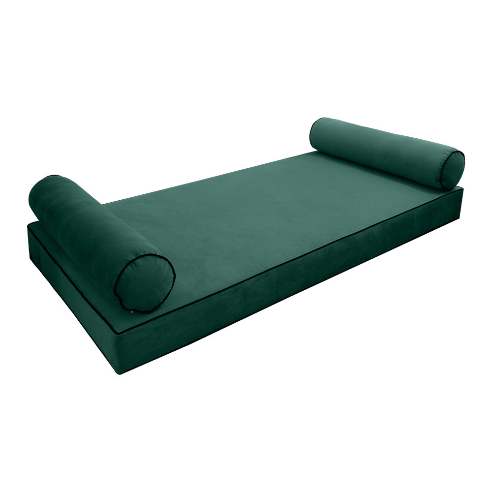 STYLE V5 - Velvet Indoor Daybed Mattress Bolster Cushion Pillow Complete Set