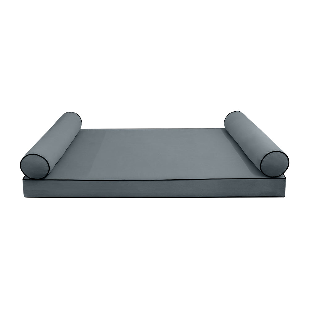 STYLE V5 - Velvet Indoor Daybed Mattress Bolster Cushion Pillow Complete Set