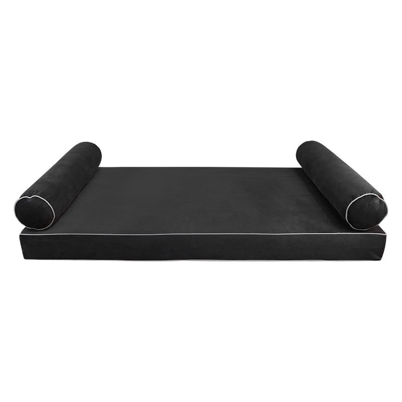 STYLE V5 - Velvet Indoor Daybed Mattress Bolster Cushion Pillow Complete Set